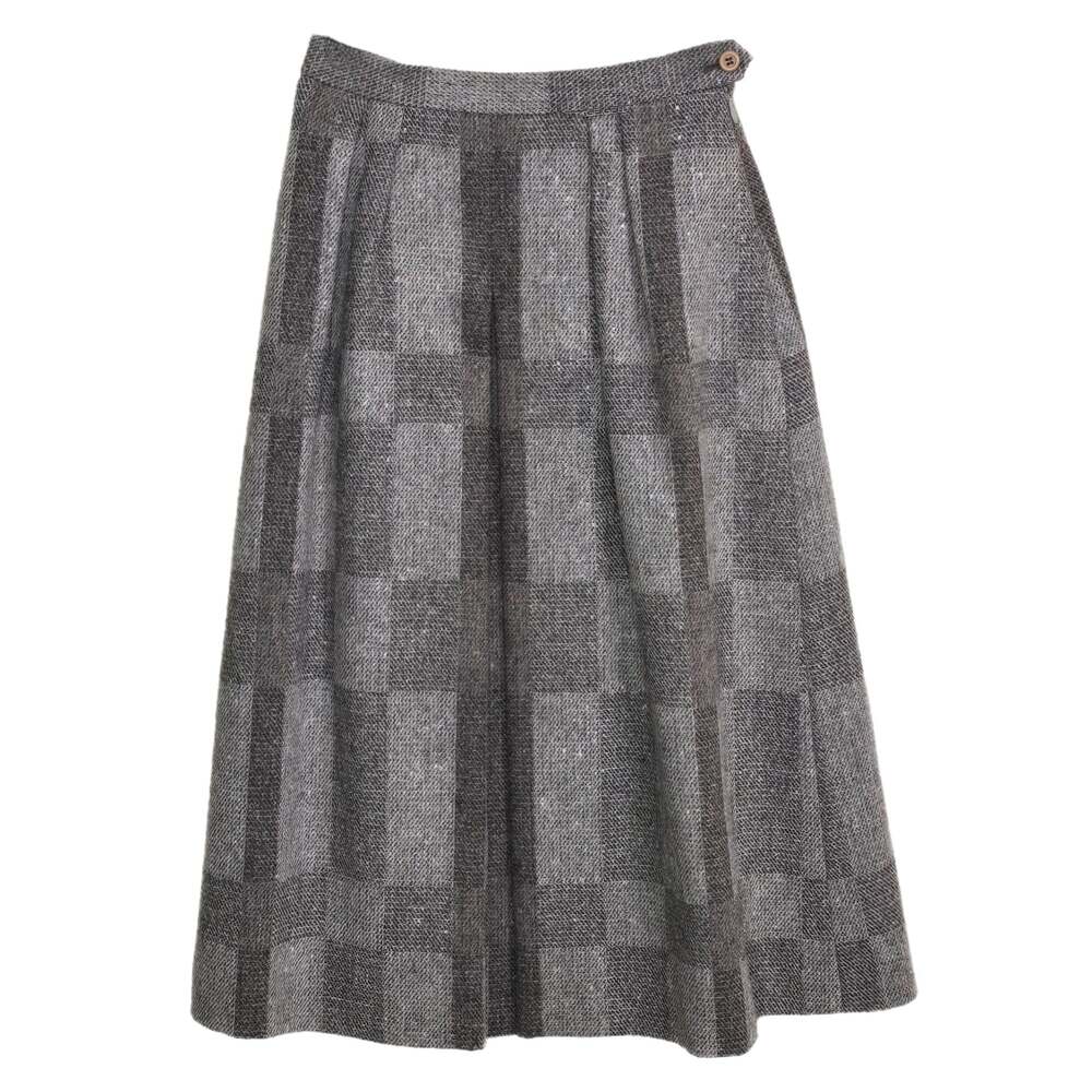 Geiger Tyrol Vintage Austrian Grey Wool Blend Pleated Midi Skirt Size 36